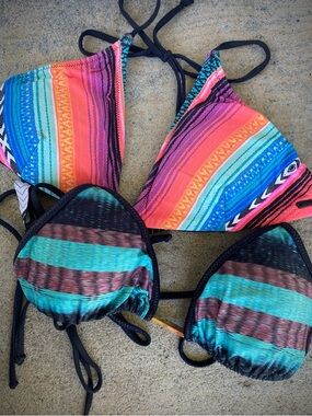 Colorful Striped Triangle Bikini Top(s)